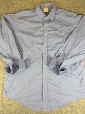 Brooks Brothers 17.5 35 Traditional Fit Blue French Cuff Dress Shirt 346